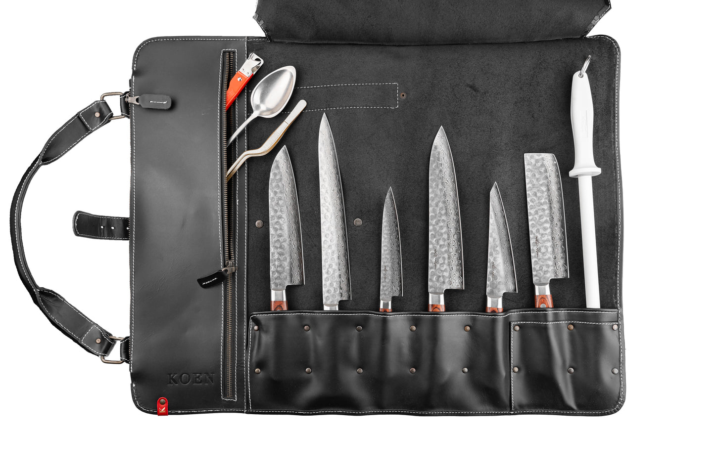 Koen Max Seven piece Leather Knife Roll from Koen for Chefs