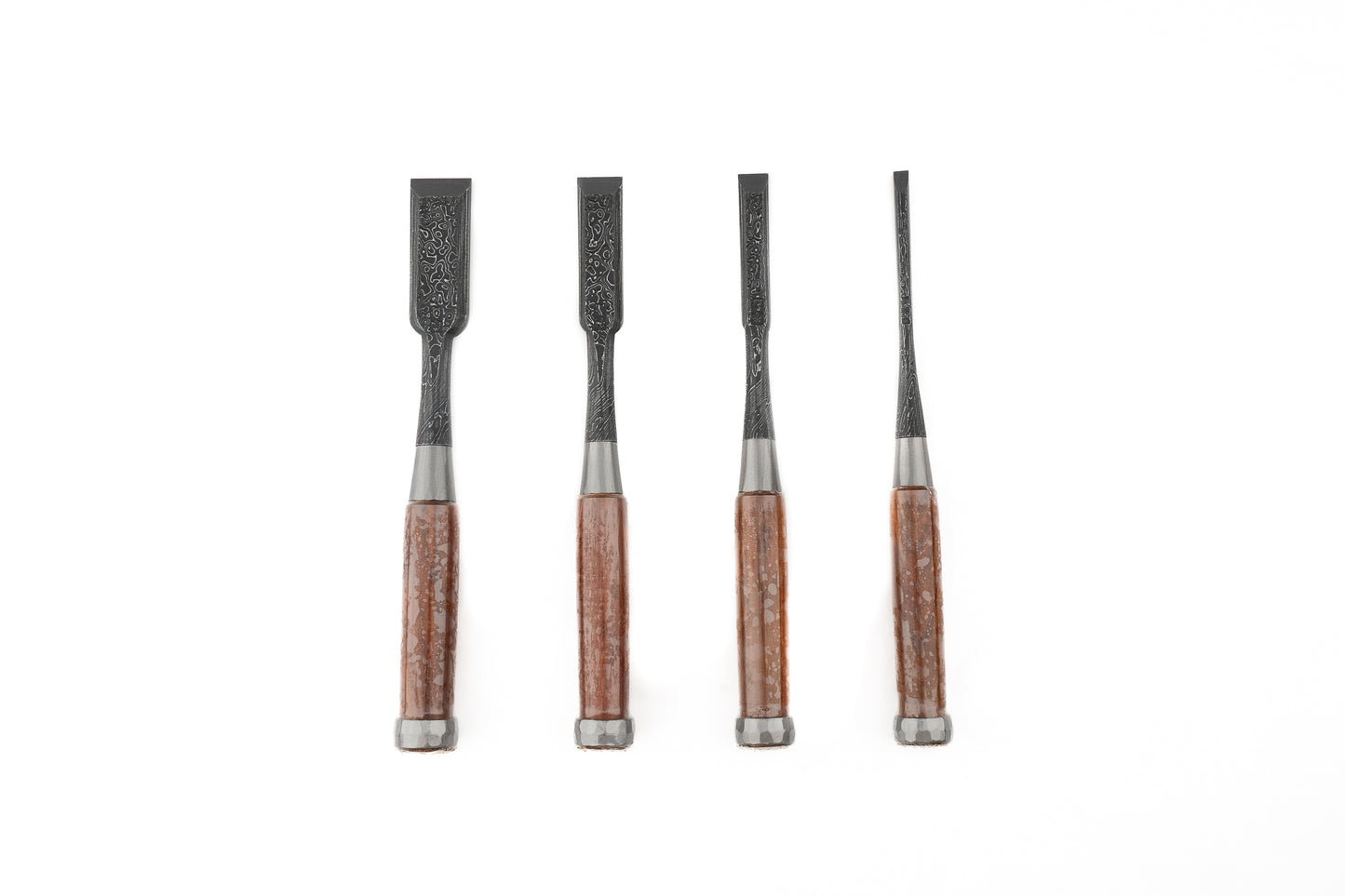 Tasai Aogami Mokume Damascus 4pc Chisel Set 6mm, 12mm, 18mm, 24mm from Tasai