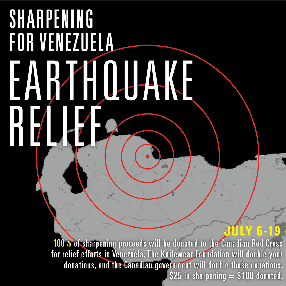 Sharpening for Venezuela Earthquake Relief, July 6-19