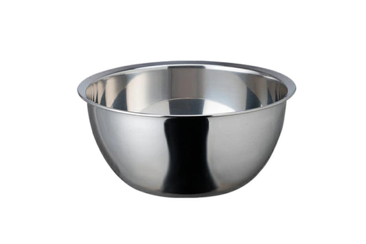 Shimoyama Stainless Steel Bowl 18cm: A reflective, durable mixing bowl made from 304 stainless steel, designed to nest with others, epitomizing Shimoyama's commitment to quality and thoughtful design for home use.
