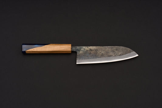 Custom Handle Fujimoto Kurouchi-Forged Santoku 165mm