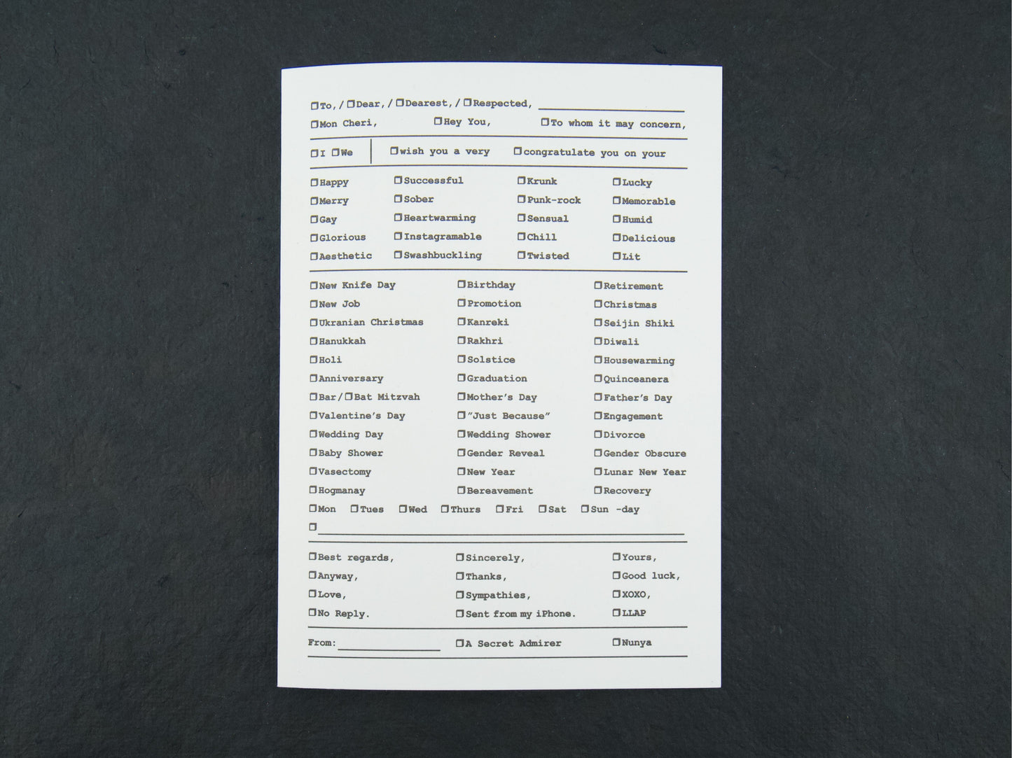 Greeting Card - Government Form from Knifewear