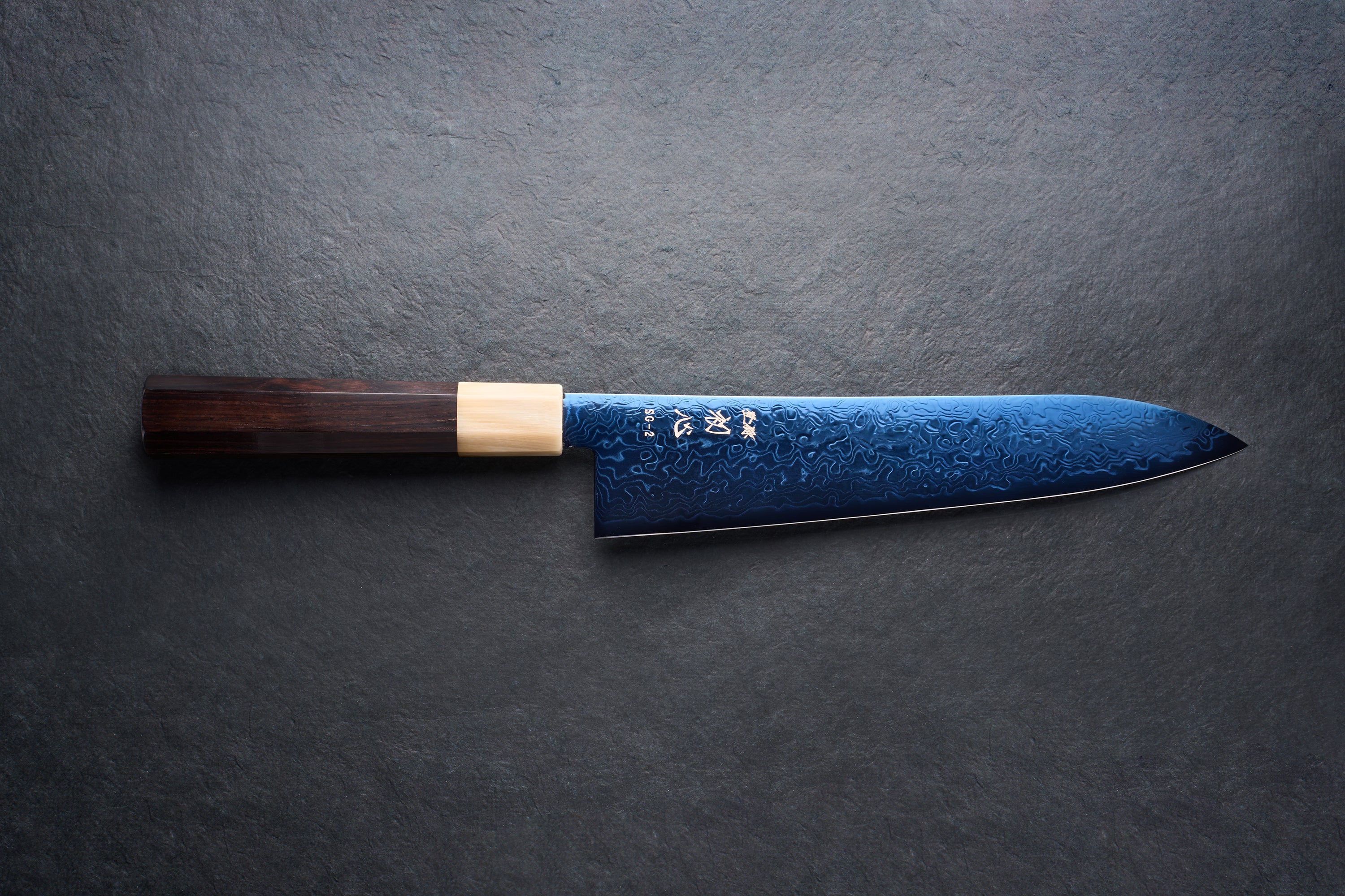 Hatsukokoro Ryuhyo SG2 Damascus BLUE Gyuto 210mm