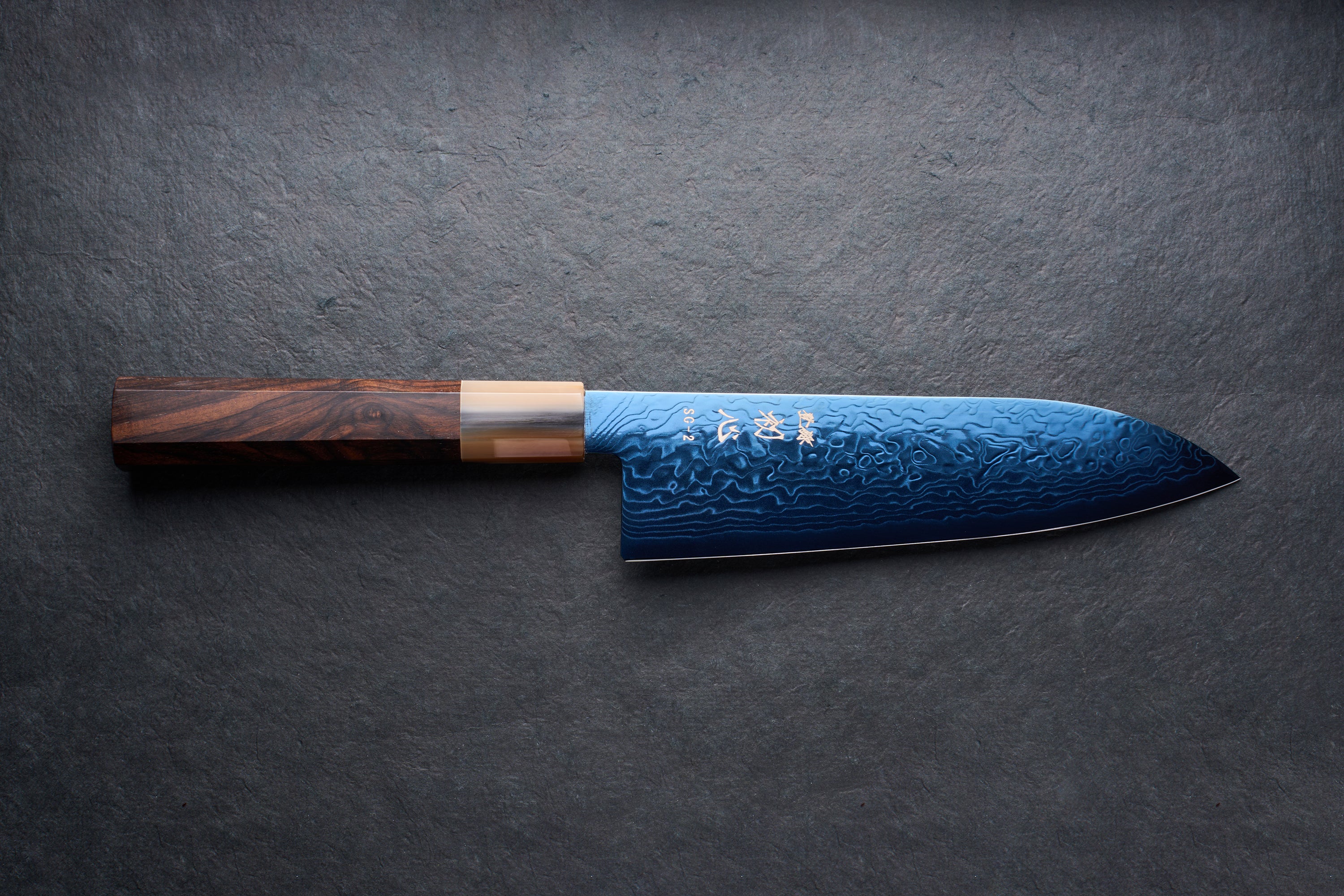 Hatsukokoro Ryuhyo SG2 Damas BLEU Santoku 165mm