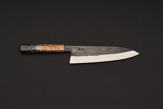 Hand Painted Custom Handle Isamitsu Hamono Shiroichi Kurouchi Gyuto 210mm