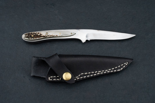 Ken Kageura Aogami Damascus with Antler Handle Hunting Knife 90mm from Ken Kageura