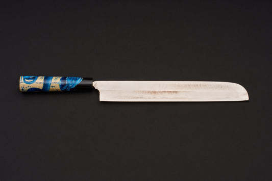 Hand Painted Custom Handle Ken Kageura Aogami Damascus Single Bevel Kataba Bocho 325mm