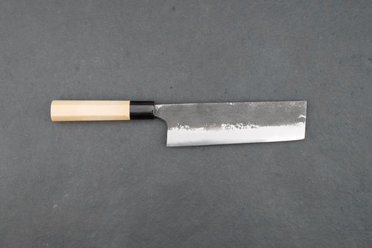 Mazaki Shirogami Nashiji Kurouchi Nakiri 165mm from Naoki Mazaki