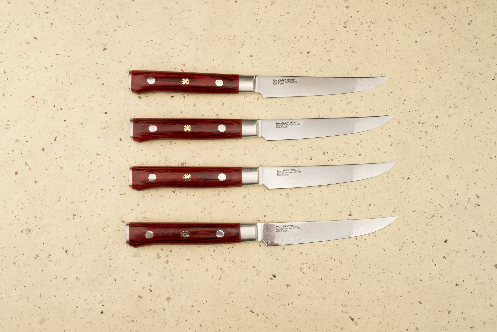 Mcusta Zanmai Classic Pro Damascus Flame 4 piece Steak Knife Set from Mcusta