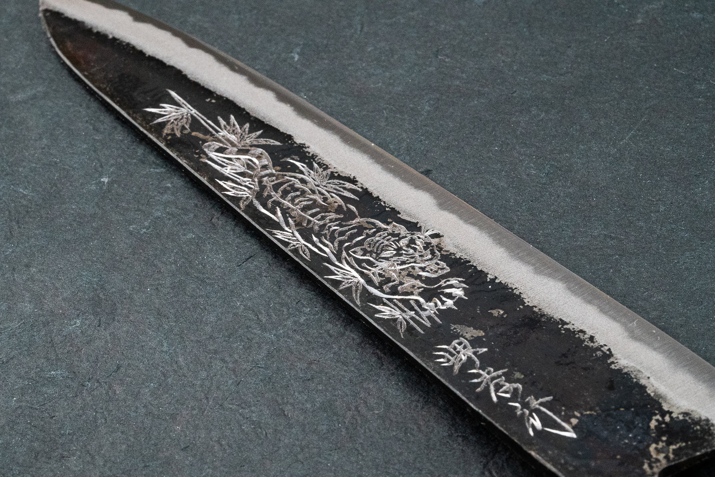 Sakai Takayuki Michiko Kubota Engraved Aogami Gyuto 240mm "Tiger" from Sakai Takayuki