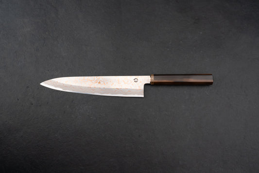 Mutsumi Hinoura V-toku Rainbow Damascus Gyuto 240mm from Mutsumi Hinoura