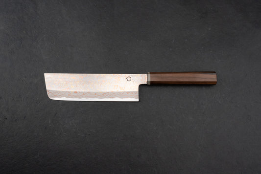 Mutsumi Hinoura V-toku Rainbow Damascus Nakiri 180mm from Mutsumi Hinoura