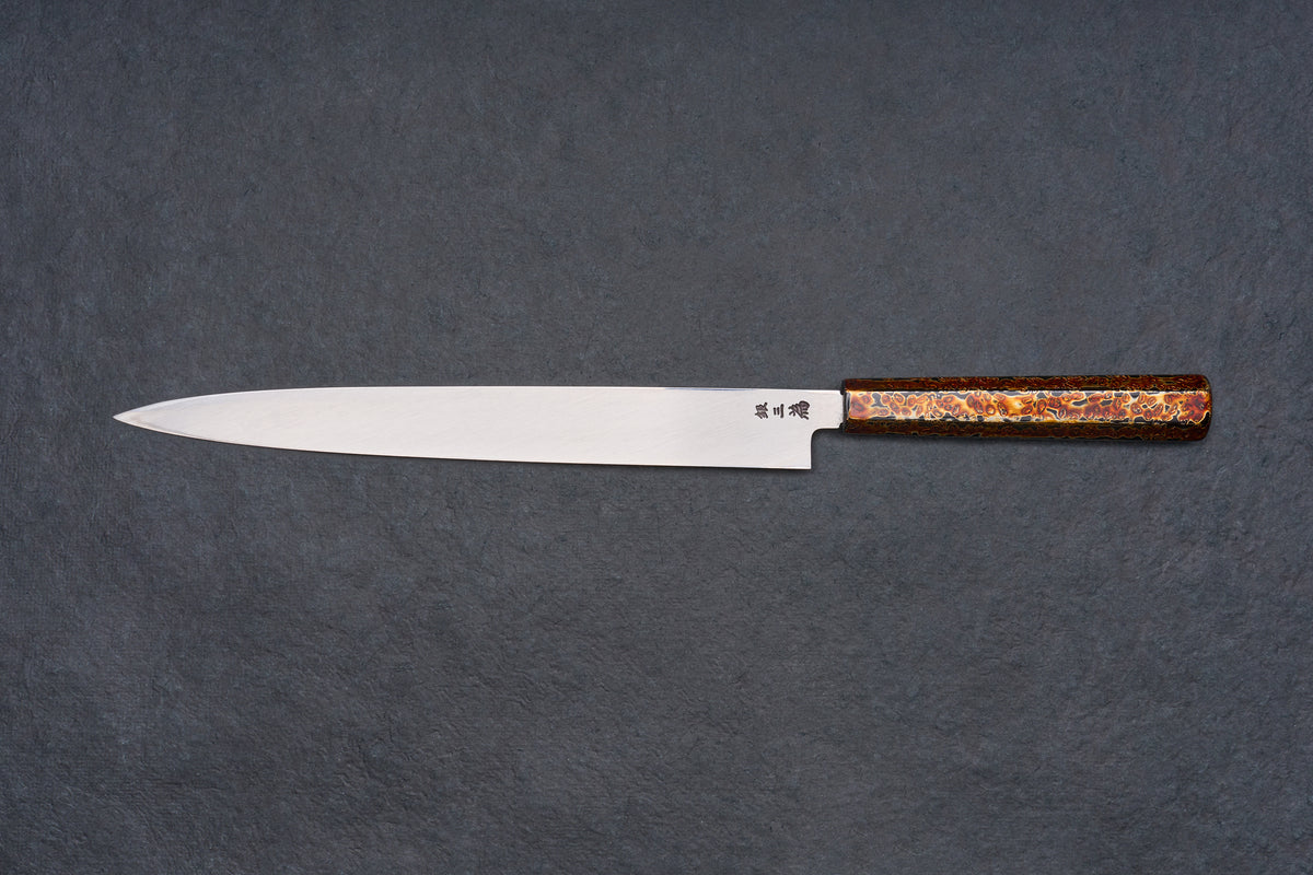 Sakai Takayuki Ginsan Kyomen Yanagiba 300mm with Aizu-Nuri Urushi Handle and Saya
