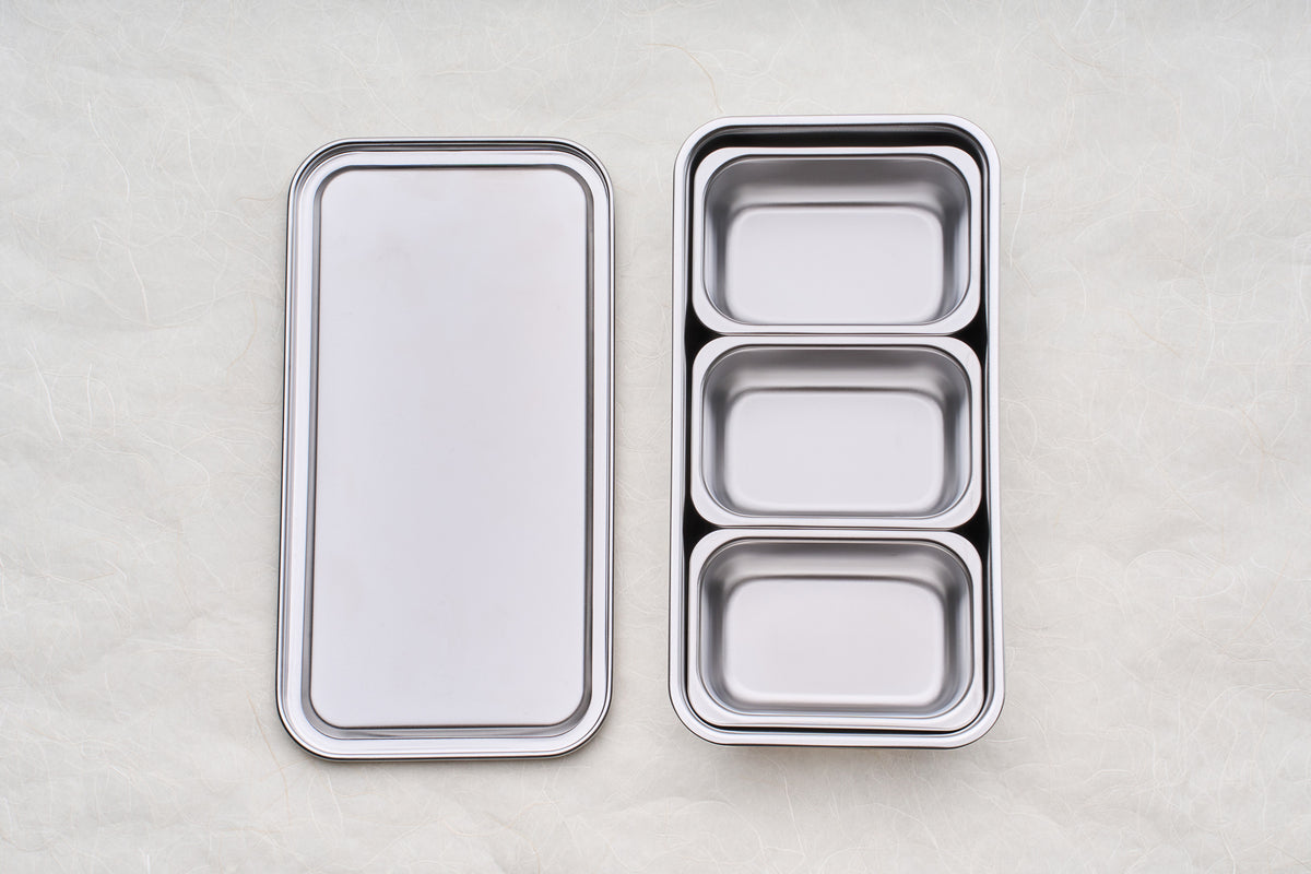 Shimoyama Stainless Yakumi Pan - 3 Compartments