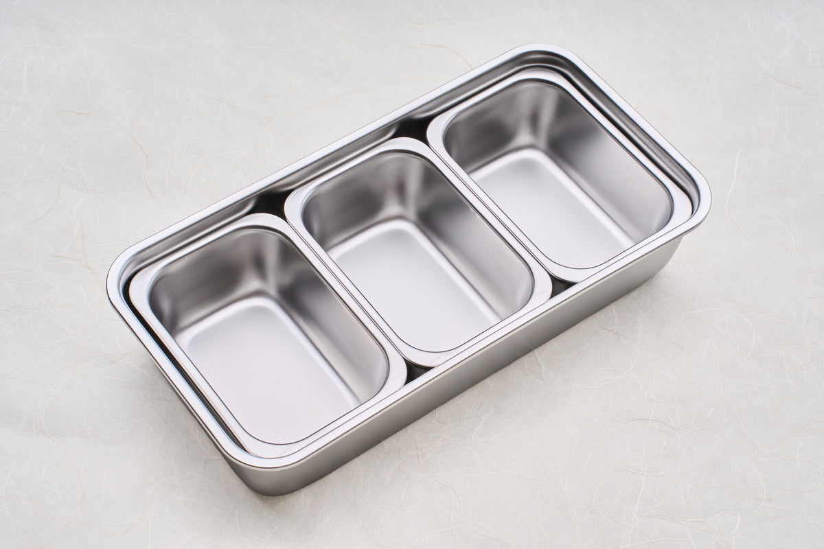 Shimoyama Stainless Yakumi Pan - 3 Compartments