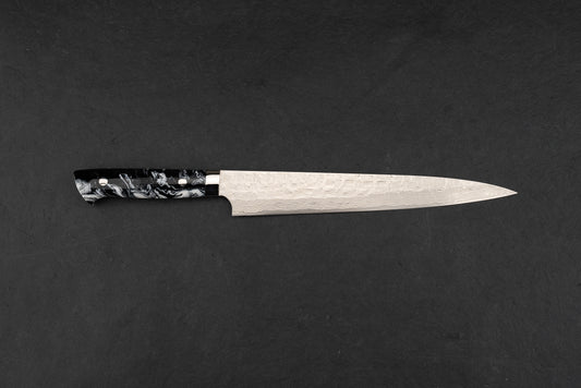Takeshi Saji VG10 Cross Tsuchime Damascus Western Sujihiki 240mm from Takeshi Saji