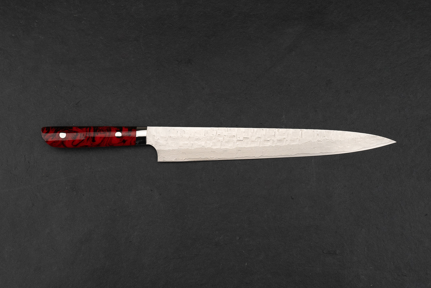 Takeshi Saji VG10 Cross Tsuchime Damascus Western Sujihiki 270mm from Takeshi Saji