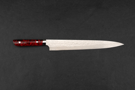 Takeshi Saji VG10 Cross Tsuchime Damascus Western Sujihiki 270mm from Takeshi Saji