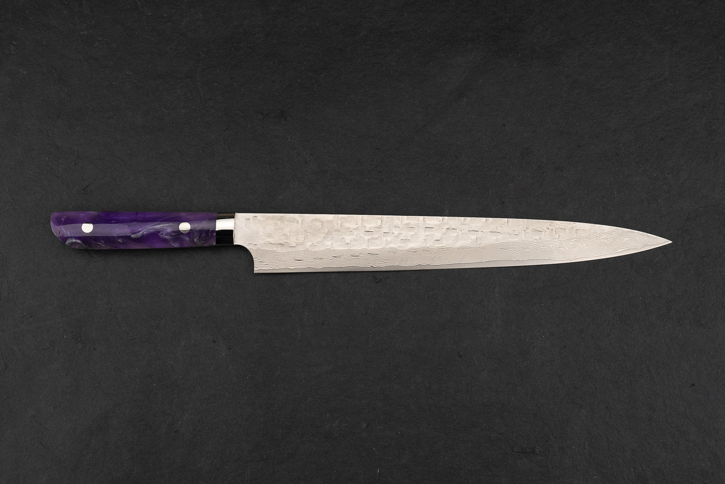 Takeshi Saji VG10 Cross Tsuchime Damascus Western Sujihiki 270mm from Takeshi Saji