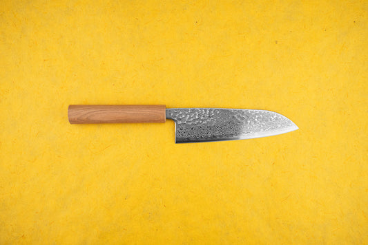 Tsunehisa Ginsan Sanjugo 参拾伍 Tsuchime Damascus Santoku 165mm from Tsunehisa