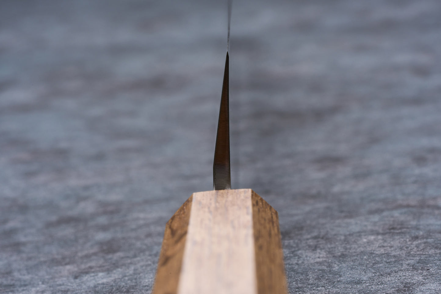 Tsunehisa AUS8 Sanjukyu Migaki Yanagiba 300mm T-03920, edge-on blade view, showcasing its precision and craftsmanship, ideal for slicing sashimi with elegance.