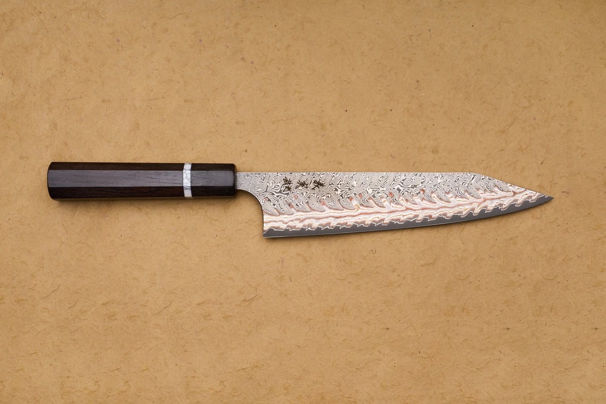 Yoshimi Kato VG10W Rainbow Damascus Kiritsuke Gyuto 210mm