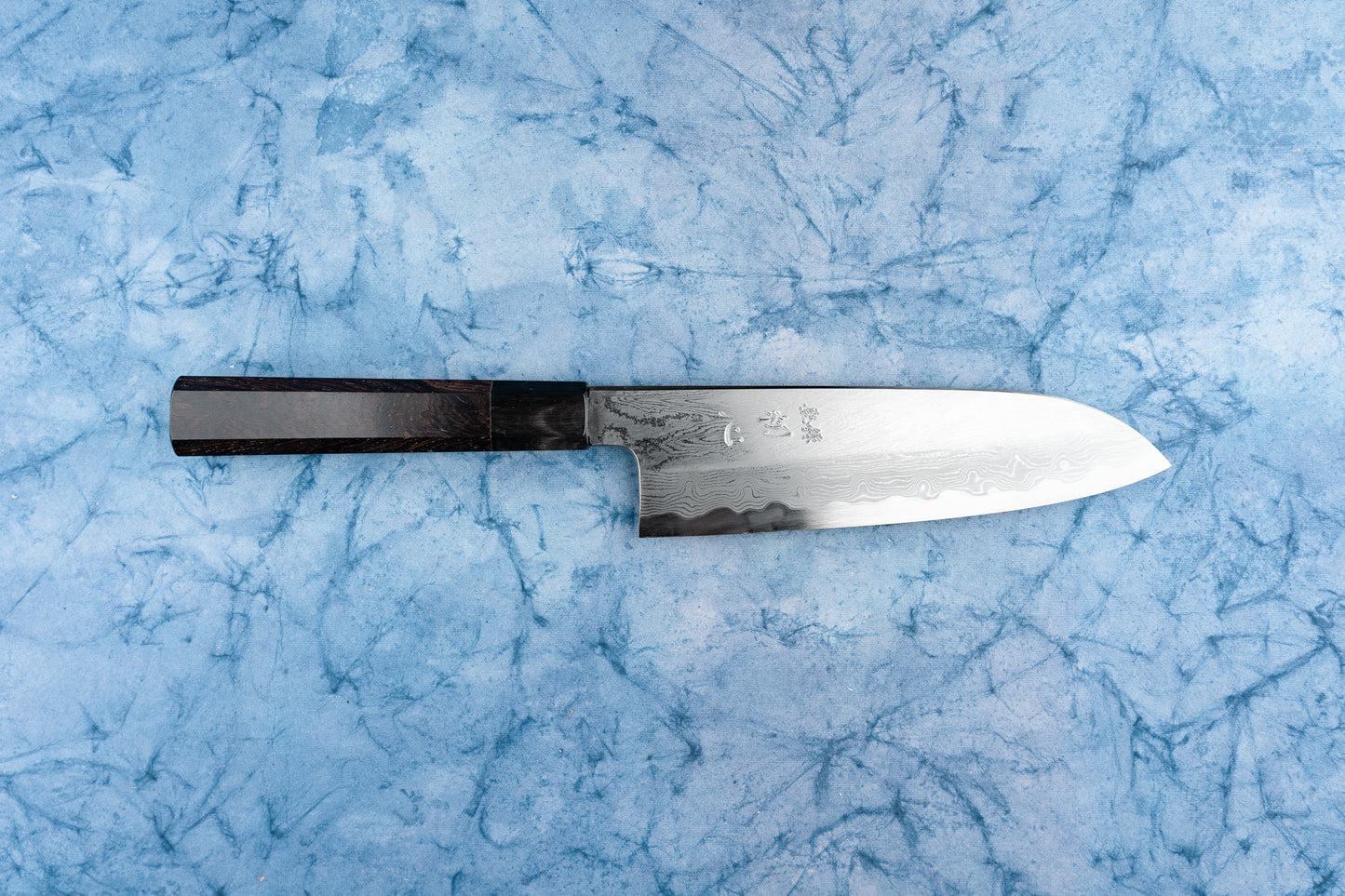 Satoshi Nakagawa Hatsukokoro Aoichi Damascus Shinogi Santoku 180mm from Nakagawa Hamono