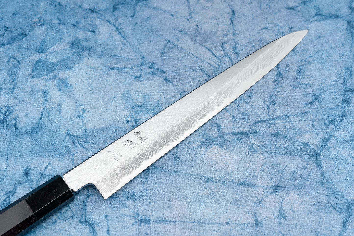 Satoshi Nakagawa Hatsukokoro Aoichi Damascus Shinogi Sujihiki 240mm from Nakagawa Hamono