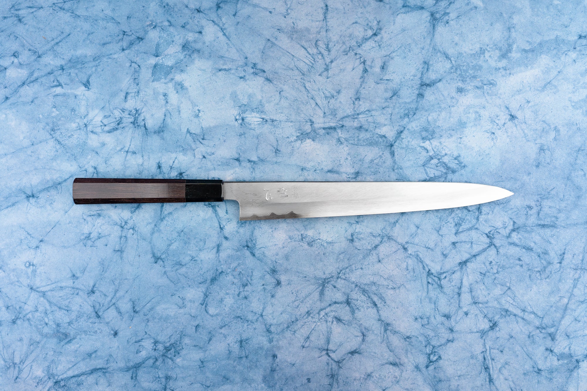 Satoshi Nakagawa Hatsukokoro Aoichi Damascus Shinogi Sujihiki 270mm from Nakagawa Hamono