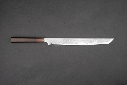 Satoshi Nakagawa x Naohito Myojin Aoichi Damascus Sakimaru Sujihiki 300mm from Nakagawa Hamono