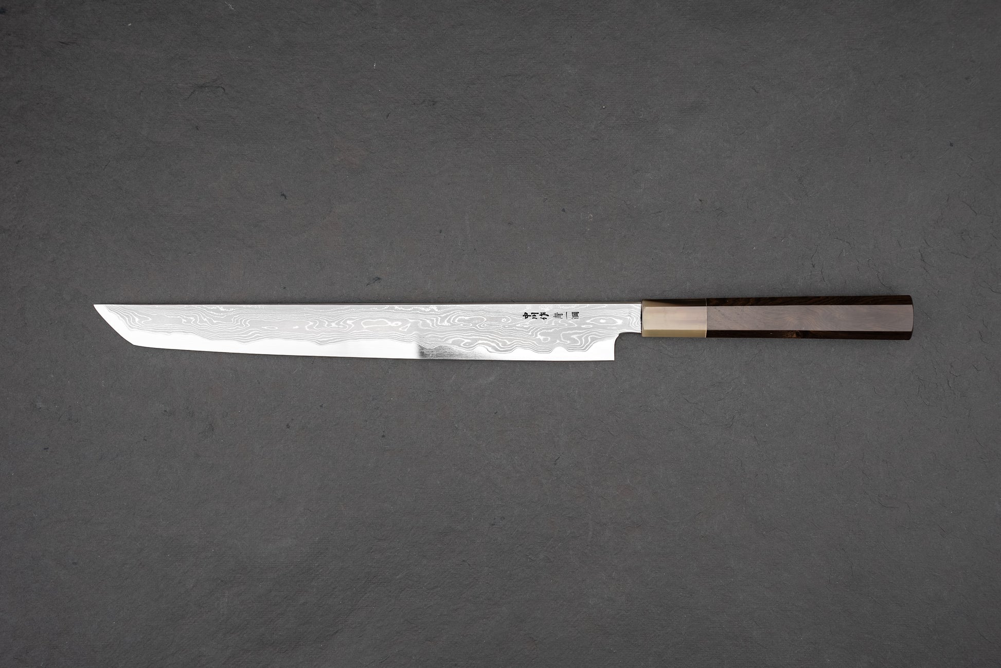 Satoshi Nakagawa x Naohito Myojin Aoichi Damascus Sakimaru Sujihiki 300mm from Nakagawa Hamono