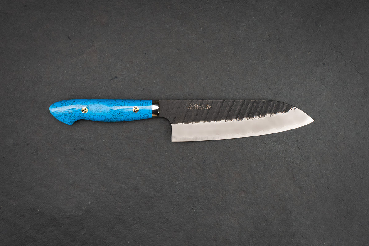 Nigara SG2 Kurouchi Tsuchime Western Santoku 180mm from Nigara Hamono