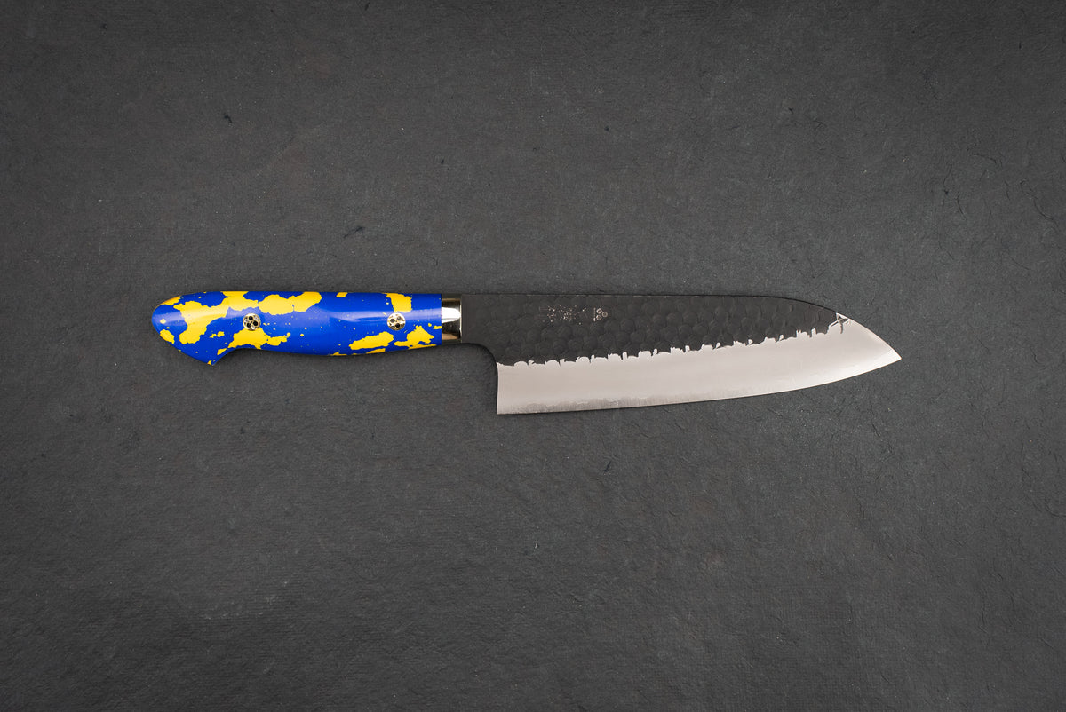 Nigara SG2 Kurouchi Tsuchime Western Santoku 180mm from Nigara Hamono