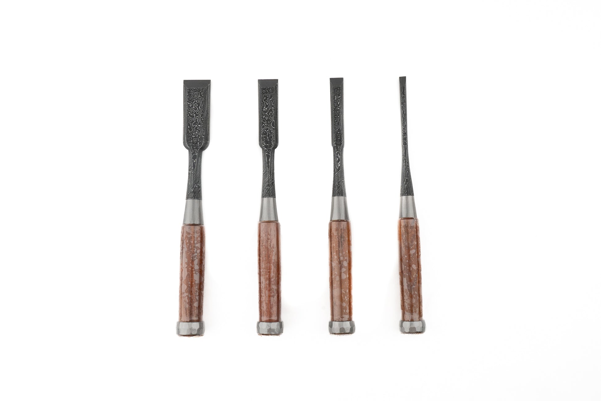 Tasai Aogami Mokume Damascus 4pc Chisel Set 6mm, 12mm, 18mm, 24mm from Tasai