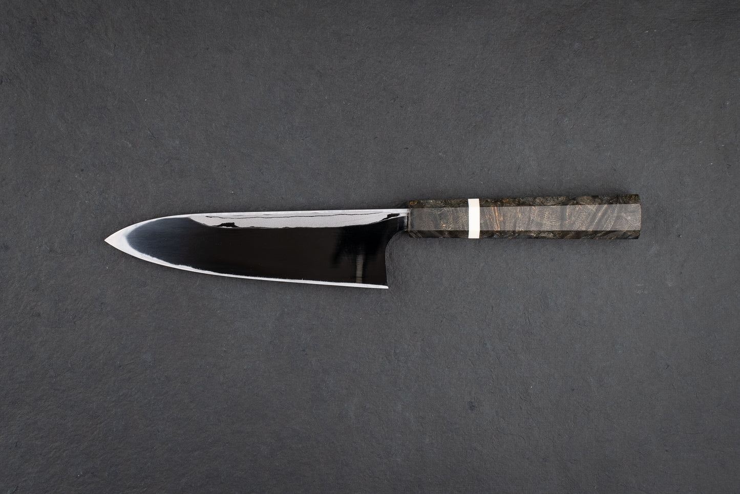 Yoshihiro Yauji Aogami Suminagashi Single Bevel Santoku 165mm from Yauji