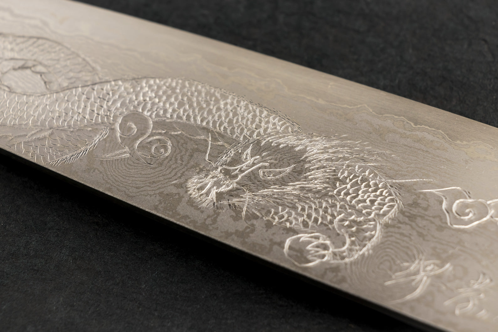 Sakai Takayuki Michiko Special Engraved Ginsan Damascus Gyuto 210mm "Dragon" from Sakai Takayuki