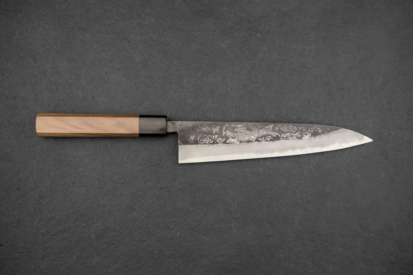 Sakai Takayuki Michiko Special Engraved Aogami Gyuto 210mm "Koi Carp" from Sakai Takayuki