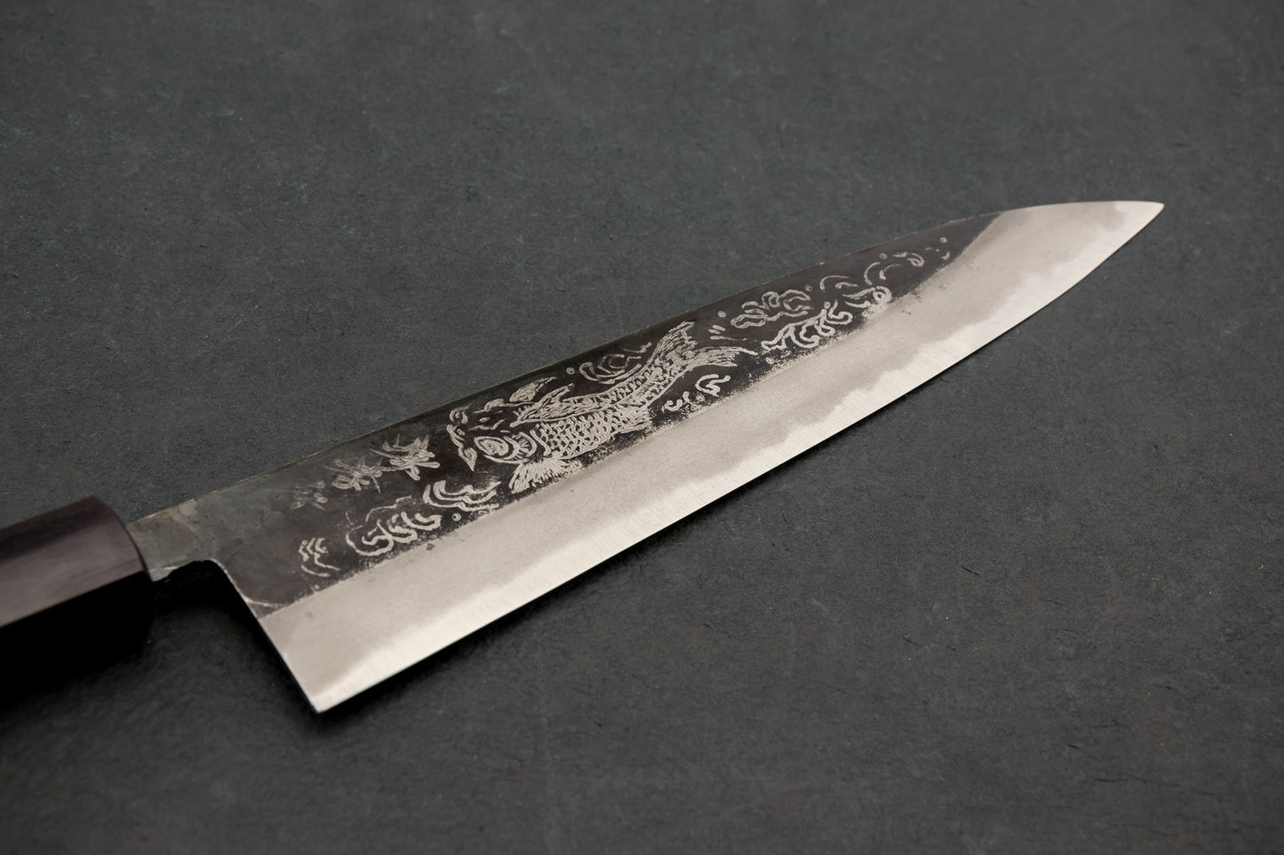 Sakai Takayuki Michiko Special Engraved Aogami Gyuto 210mm "Koi Carp" from Sakai Takayuki