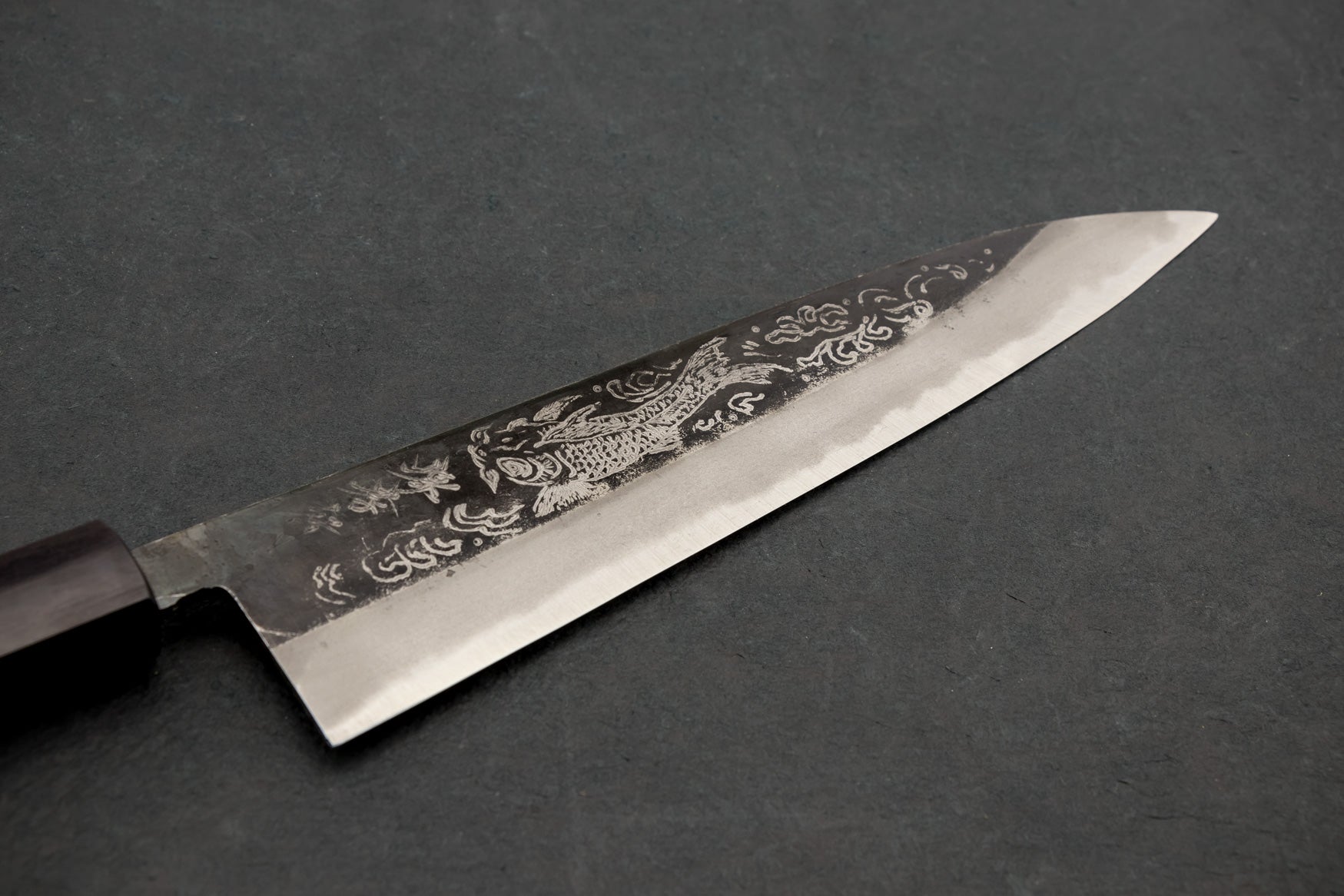 Sakai Takayuki Michiko Special Engraved Aogami Gyuto 210mm "Koi Carp" from Sakai Takayuki