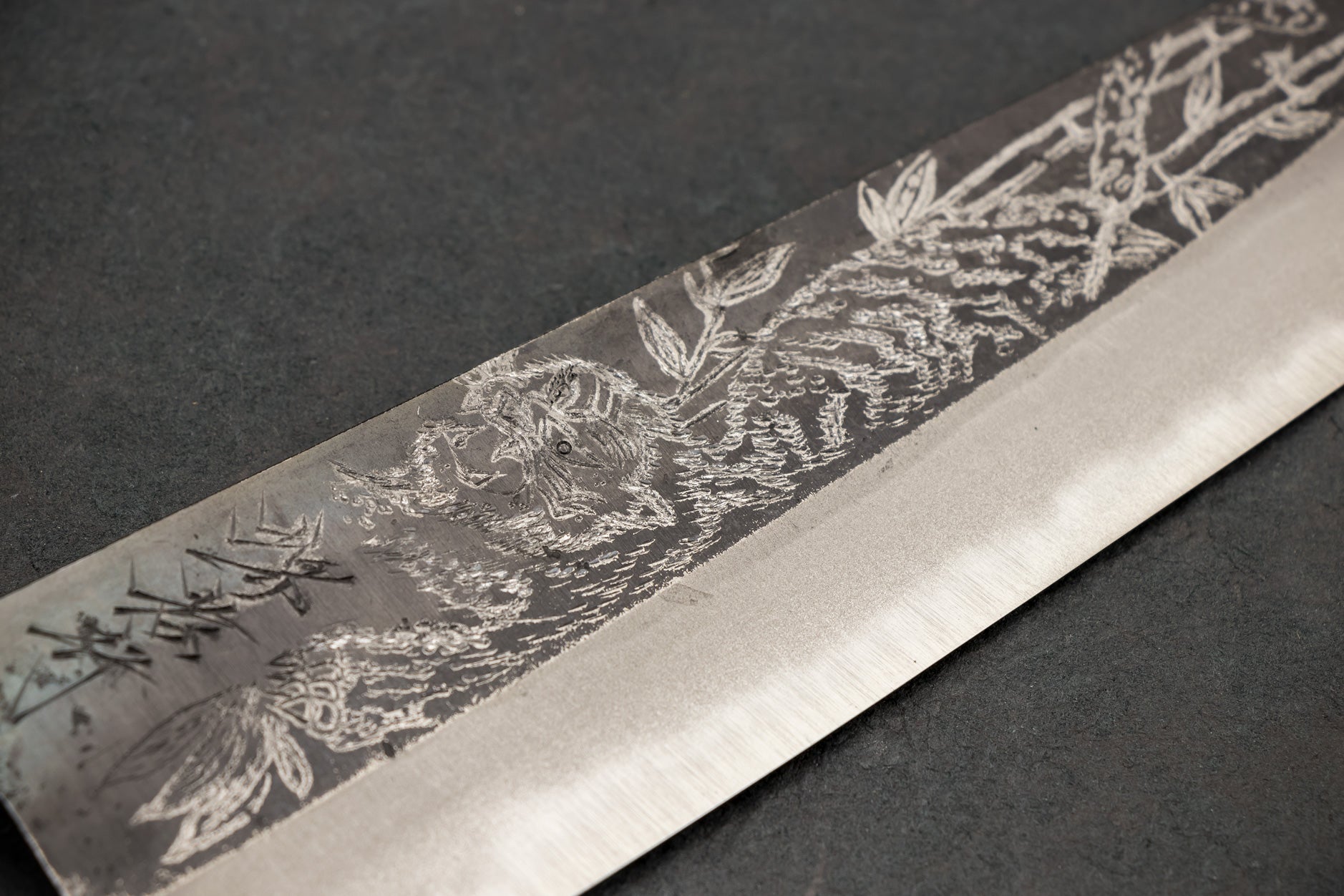 Sakai Takayuki Michiko Special Engraved Aogami Gyuto 210mm "Tiger" from Sakai Takayuki