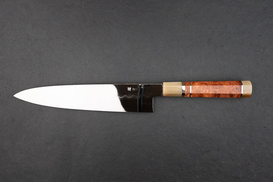 Yoshikazu Ikeda Aogami Super Honyaki Mirror Namiukashi Gyuto 240mm from Yoshikazu Ikeda