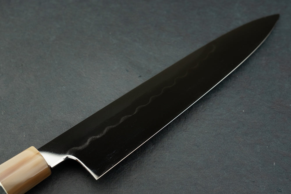 Yoshikazu Ikeda Aogami Super Honyaki Mirror Namiukashi Gyuto 240mm from Yoshikazu Ikeda