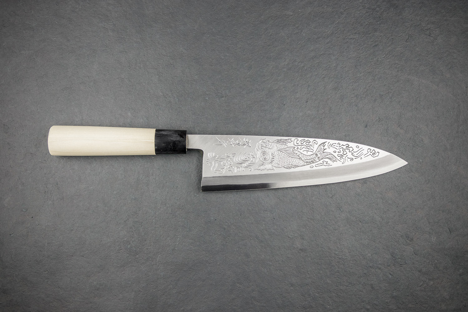Sakai Takayuki Michiko Kubota Engraved Deba 240mm "Koi Carp" from Sakai Takayuki