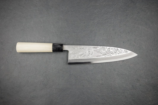 Sakai Takayuki Michiko Kubota Engraved Deba 240mm "Koi Carp" from Sakai Takayuki