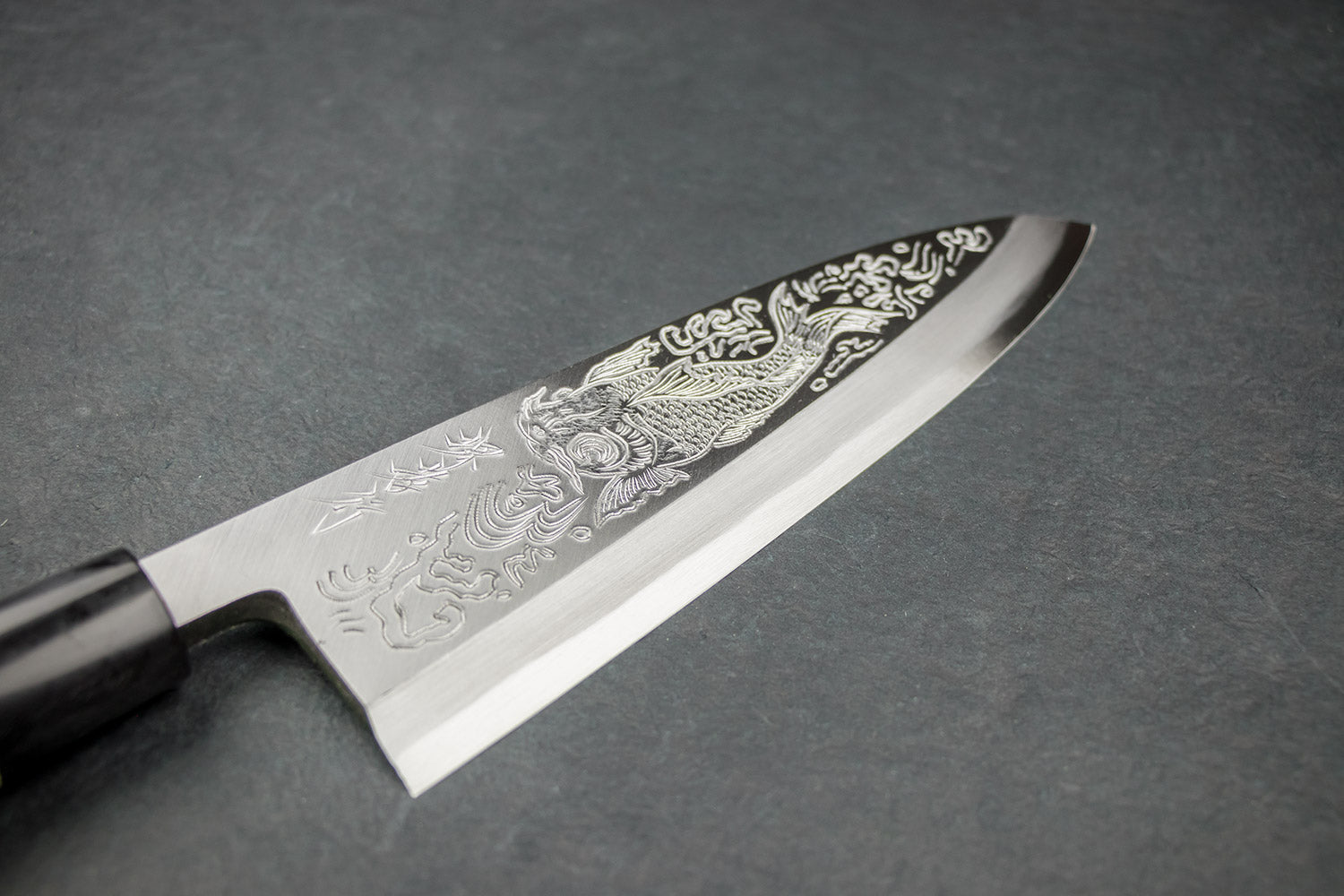 Sakai Takayuki Michiko Kubota Engraved Deba 240mm "Koi Carp" from Sakai Takayuki