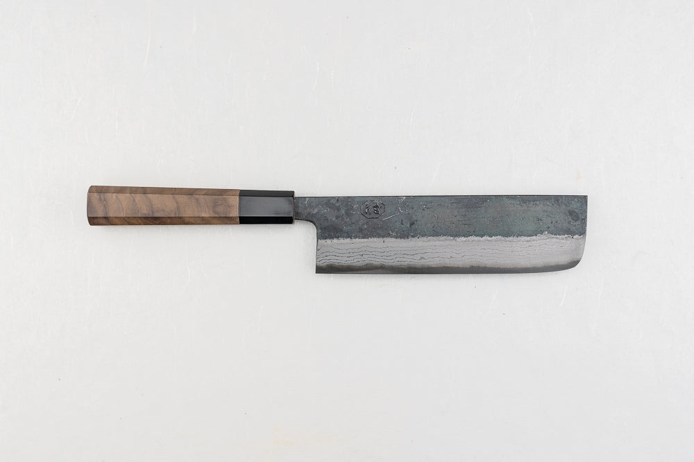 Hatsukokoro Kumokage Aogami Kurouchi Damascus Nakiri 165mm from Hatsukokoro