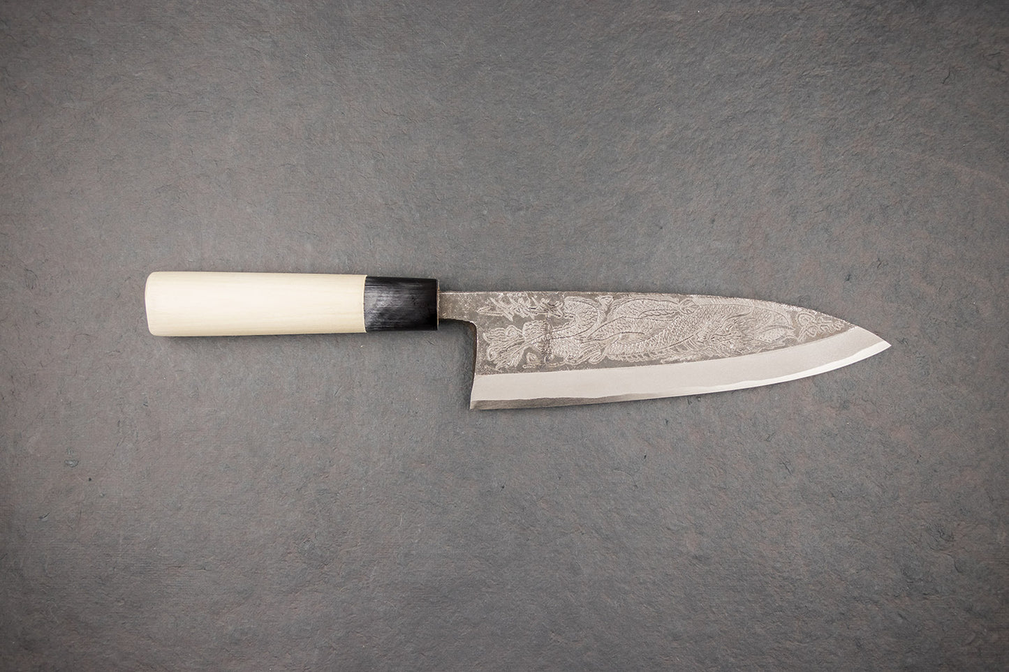 Sakai Takayuki Michiko Special Engraved Kurouchi Deba 210mm "Dragon" from Sakai Takayuki