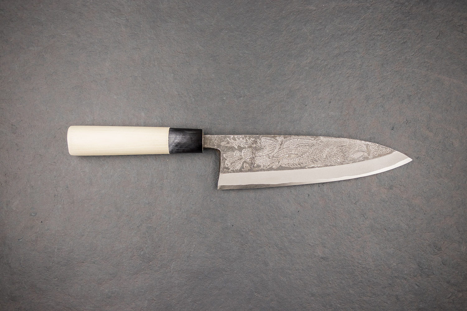 Sakai Takayuki Michiko Special Engraved Kurouchi Deba 210mm "Dragon" from Sakai Takayuki