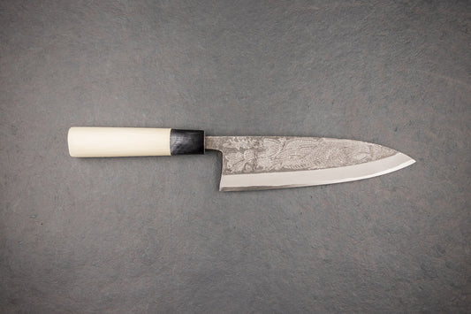 Sakai Takayuki Michiko Special Engraved Kurouchi Deba 210mm "Dragon" from Sakai Takayuki