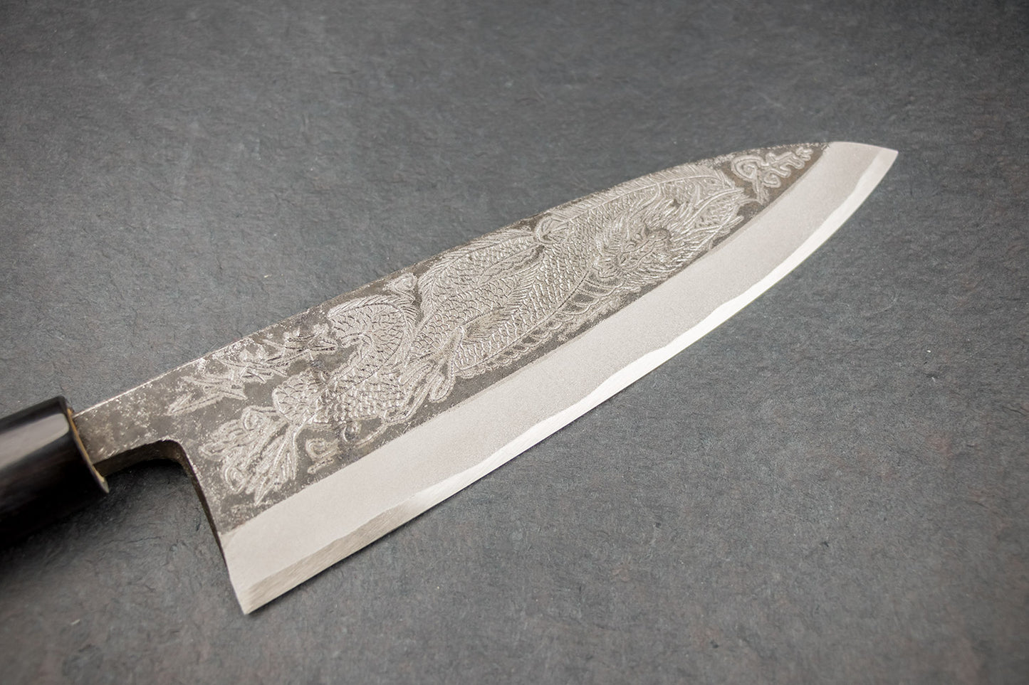 Sakai Takayuki Michiko Special Engraved Kurouchi Deba 210mm "Dragon" from Sakai Takayuki